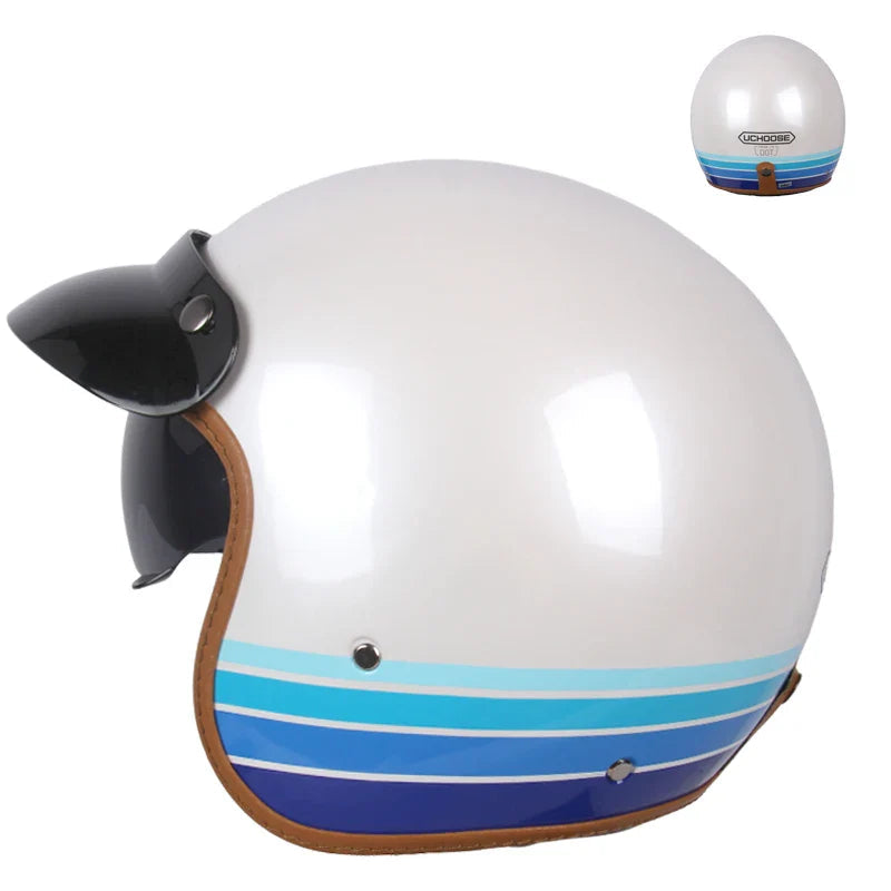 Retro Open Face Motorhelm voor Heren – Gecertificeerd, Stijlvol en Comfortabel 0