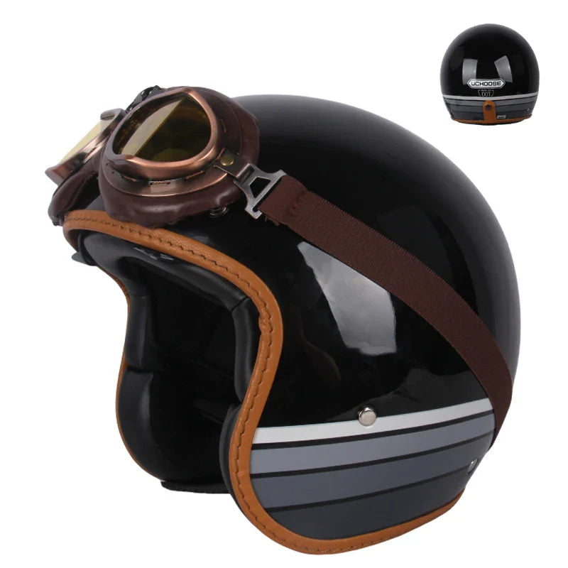 Retro Open Face Motorhelm voor Heren – Gecertificeerd, Stijlvol en Comfortabel 7