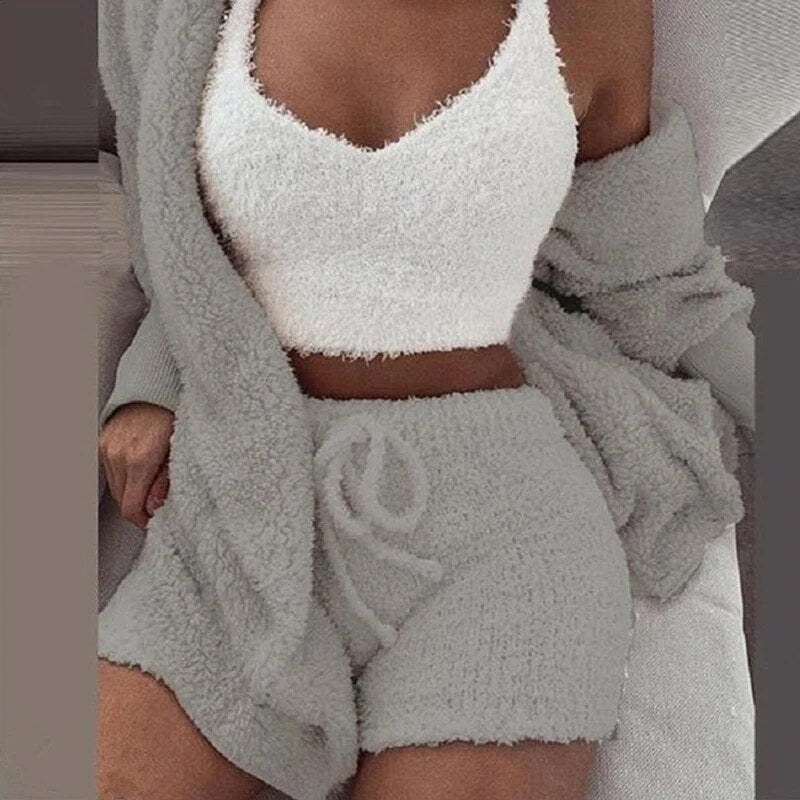Conjunto de pijama de 3 piezas para mujer – suave, cómodo y con una bata de estilo elegante