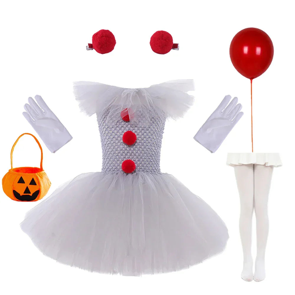 MoonCarnival – Girls clown tutu dress – Halloween costume