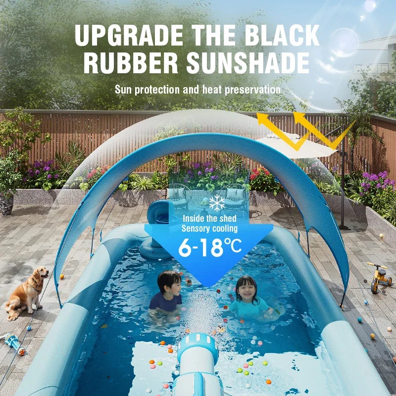 Aufblasbarer Pool – Großes Familienbecken mit Sonnendach & robustem PVC Bolendo