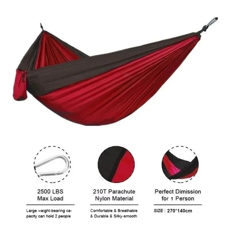 Hamaca portátil de nylon para exterior – Forte, lixeira e cómoda