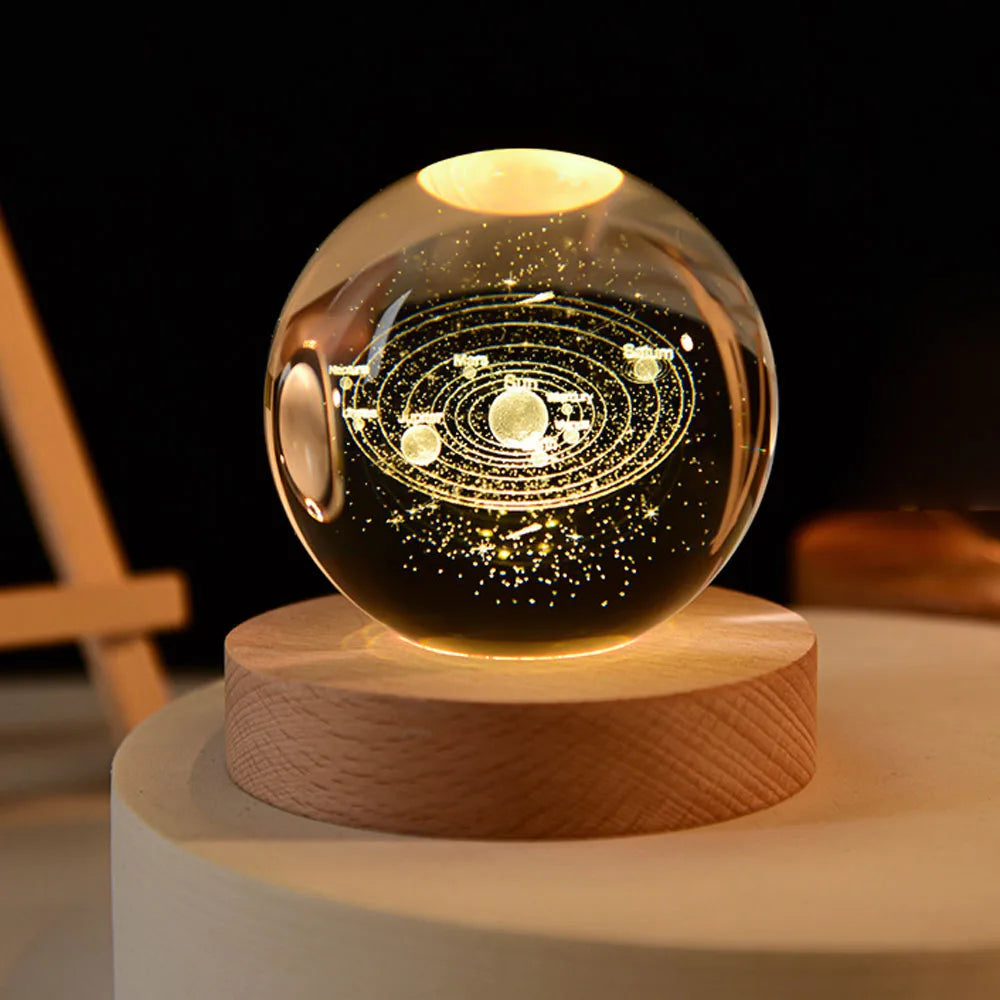 CrystalNova – Bola de cristal sistema solar gravado 3D – Decoración para o fogar agasallo