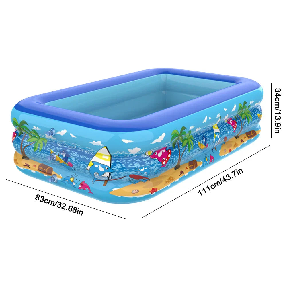 Aufblasbarer Kinderpool – Rechteckiges Planschbecken mit Cartoon-Design & PVC-Wänden Bolendo