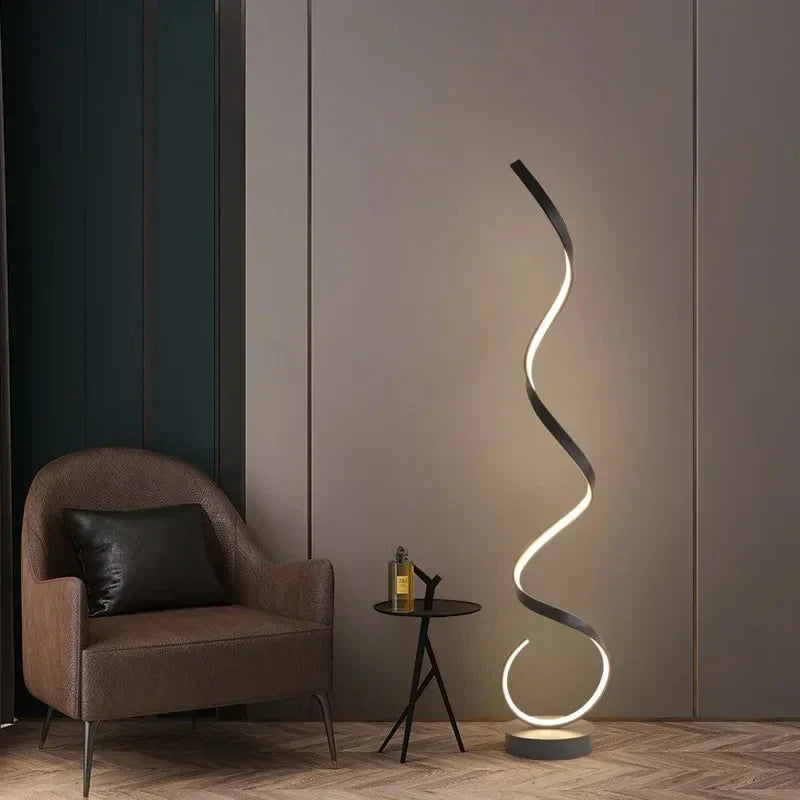 Lámpara de pé espiral LED Estambul – Luz cálida regulable e deseño moderno