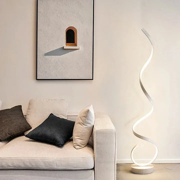 Lámpara de pé espiral LED Estambul – Luz cálida regulable e deseño moderno
