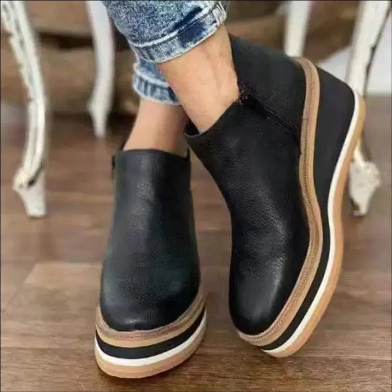 Dames Wedge Enkelboots – Comfortabele Platform Instappers met Rits Vestragear