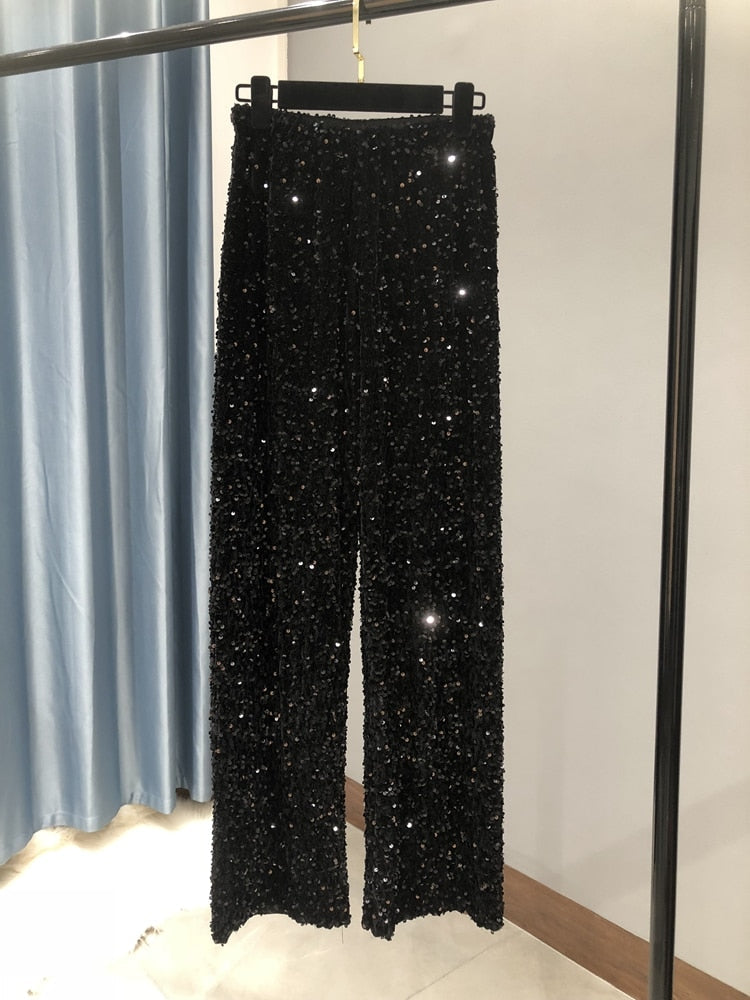 Tanya Broek | Losse Glitter Broek voor Glamoureuze en Comfortabele Looks