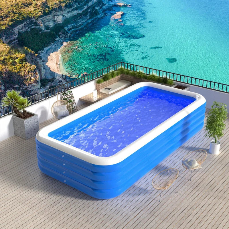 Aufblasbarer Pool – Großes rechteckiges Familienbecken für Garten & Terrasse Bolendo