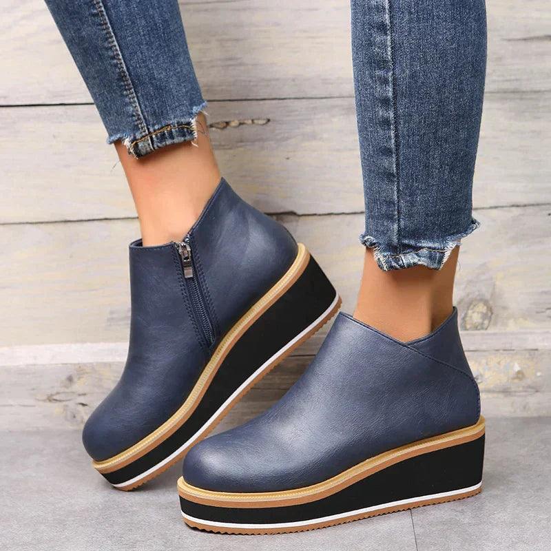 Dames Wedge Enkelboots – Comfortabele Platform Instappers met Rits Vestragear