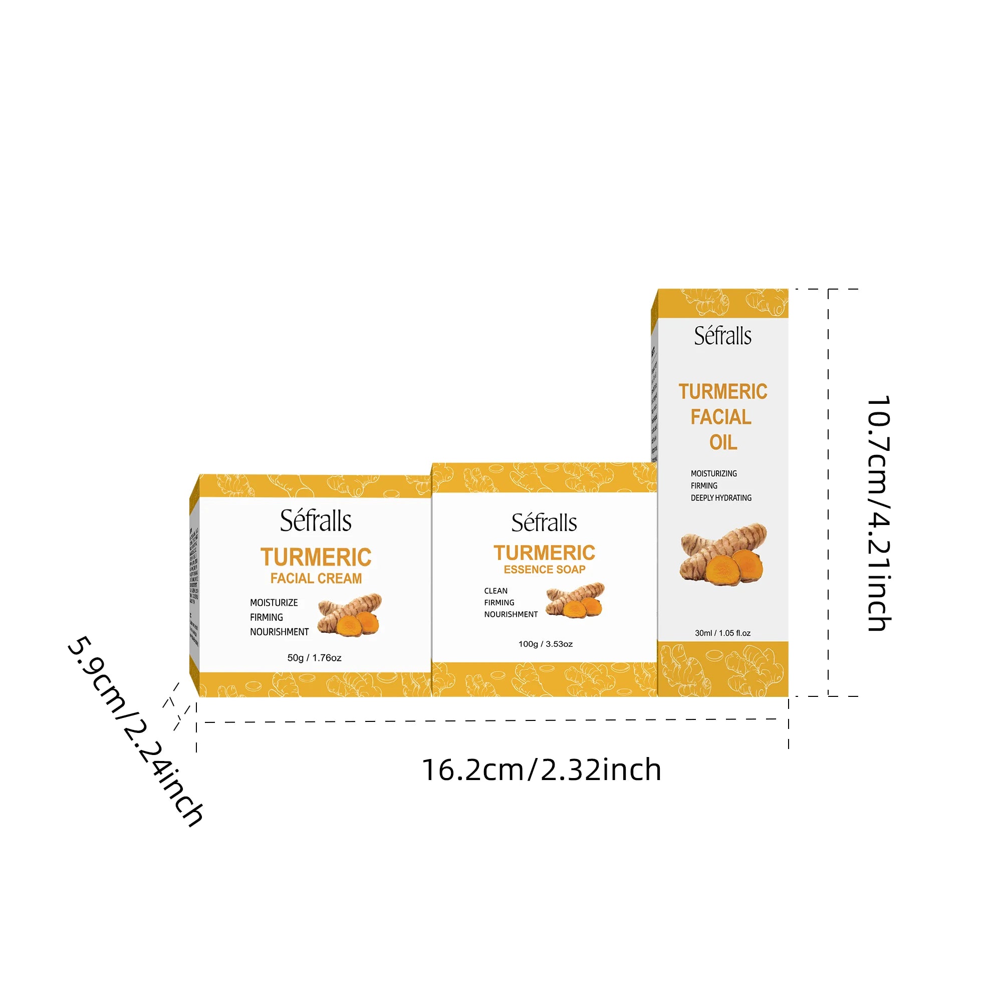 Séfralls Kurkuma Set de cuidado de la piel – Natural, equilibrante y aclarador