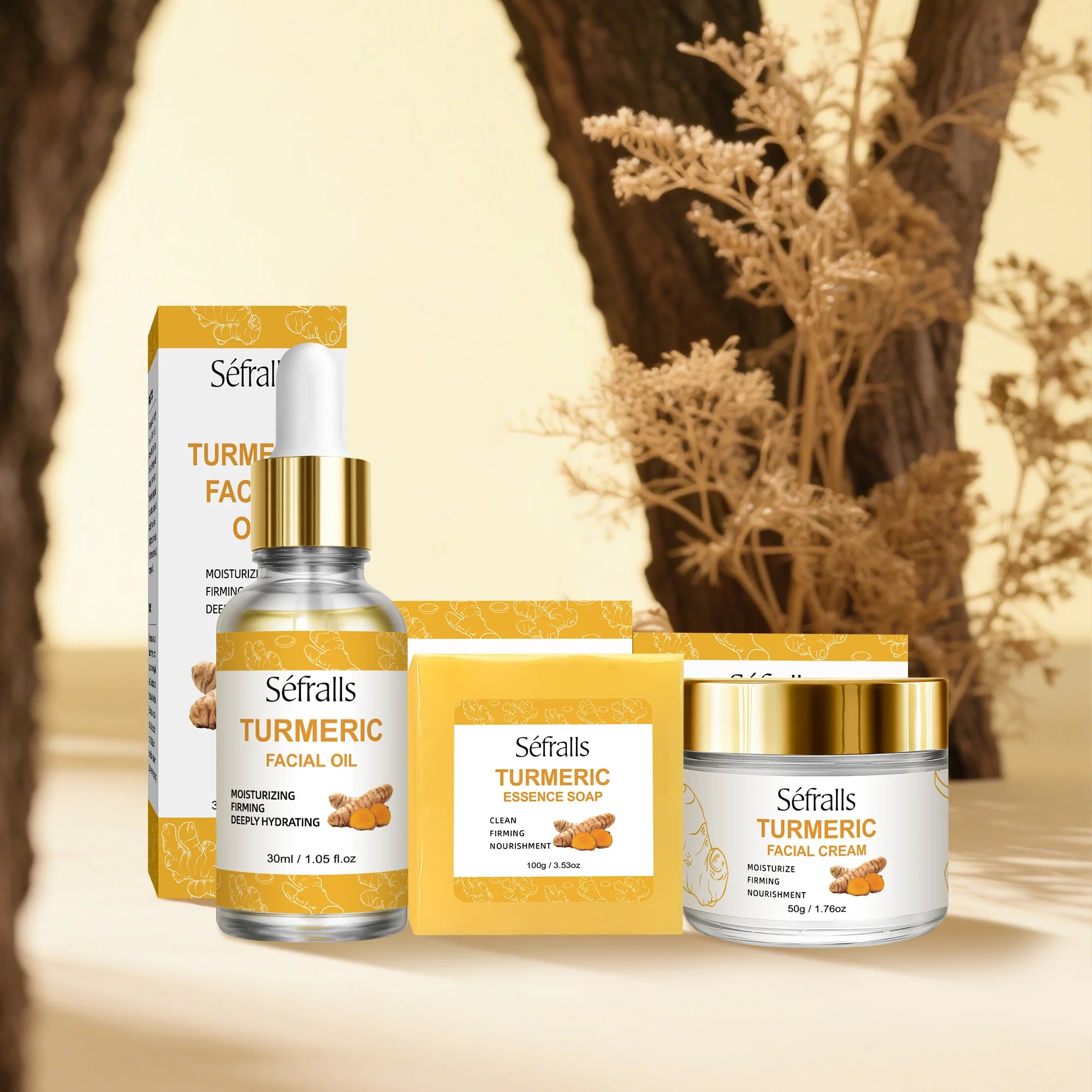 Séfralls Kurkuma Set de cuidado de la piel – Natural, equilibrante y aclarador