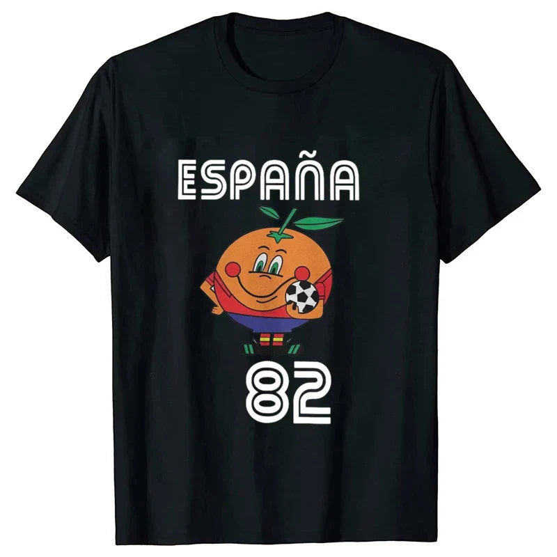 Naranjito T Shirt Men Women's T-Shirt Crewneck Espana 82 Spain Mascot 1982 Soccer Football Tee Shirt Clothing Plus Size VestraGear