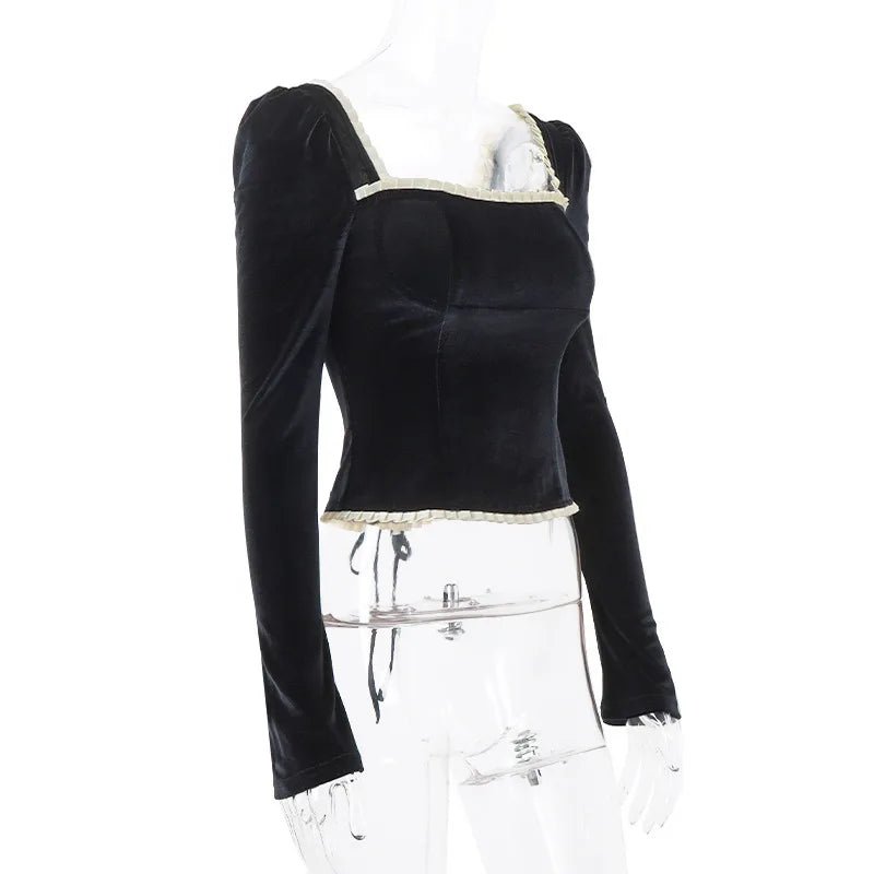 Melzano Anita - corpiño negro con mangas longas