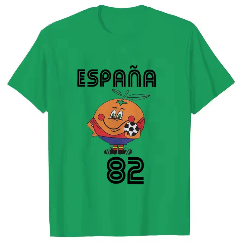Naranjito T Shirt Men Women's T-Shirt Crewneck Espana 82 Spain Mascot 1982 Soccer Football Tee Shirt Clothing Plus Size VestraGear