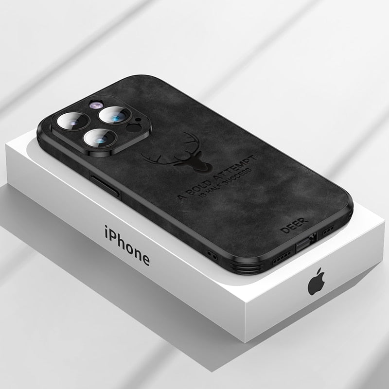 Deer – funda para iPhone de coiro auténtico e resistente a golpes – deseño elegante e delgado