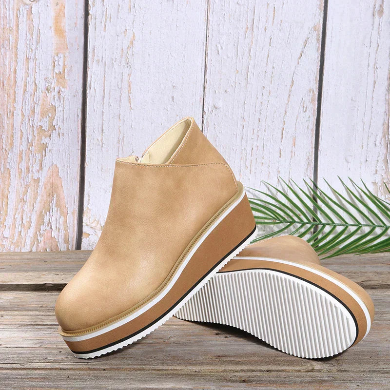 Dames Wedge Enkelboots – Comfortabele Platform Instappers met Rits Vestragear