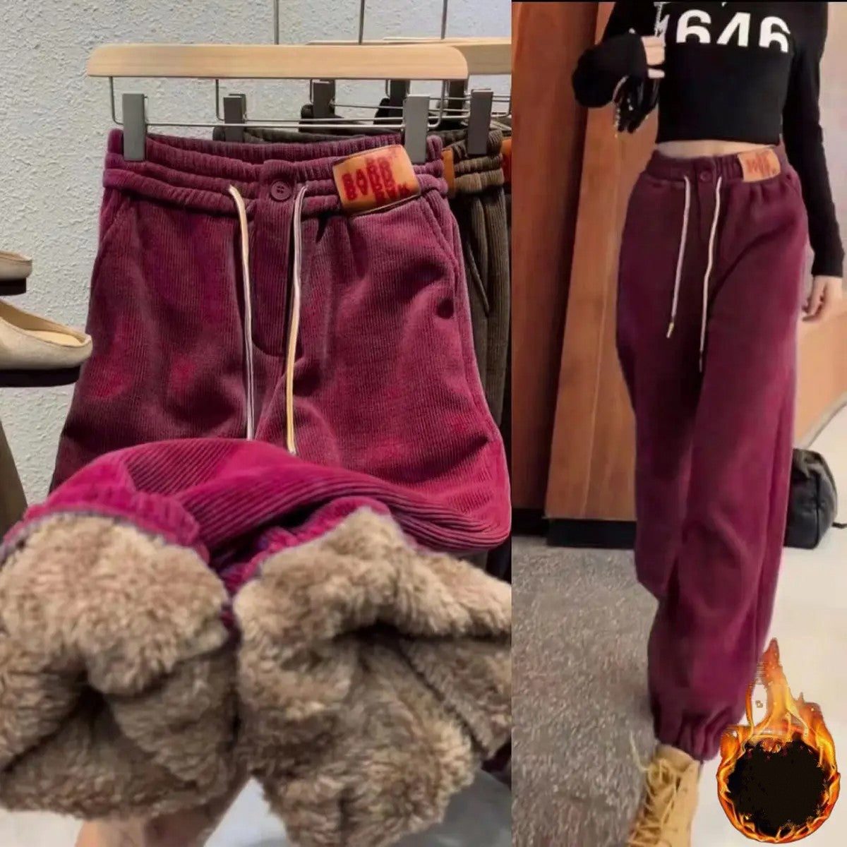 Monica Winter Jogginghose | Warme Plüschfütterung & lässiges Design  