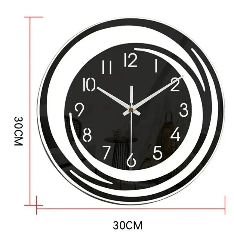 ScandiTime – Schwarze Acryl Wanduhr Leise – Modernes Skandinavisches Design