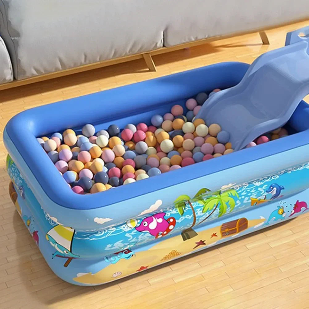 Aufblasbarer Kinderpool – Rechteckiges Planschbecken mit Cartoon-Design & PVC-Wänden Bolendo