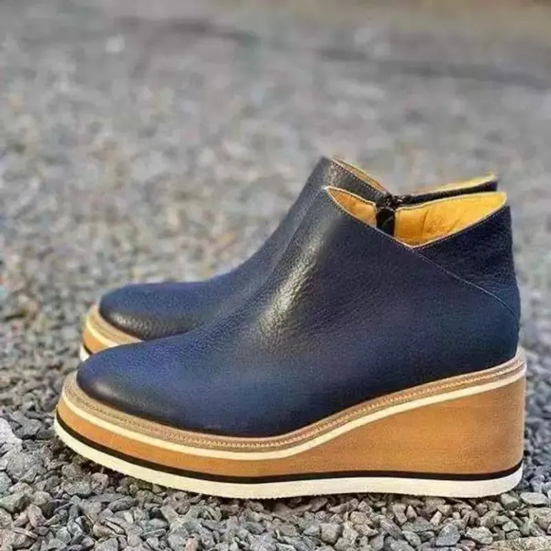 Dames Wedge Enkelboots – Comfortabele Platform Instappers met Rits Vestragear