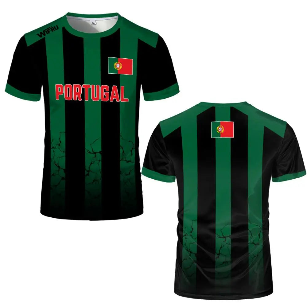 2026 New Portugal Flag Print Jersey Summer Outdoor Breathable Quick-drying Football Tee Men's And Women's Sporty Crew Neck Top VestraGear