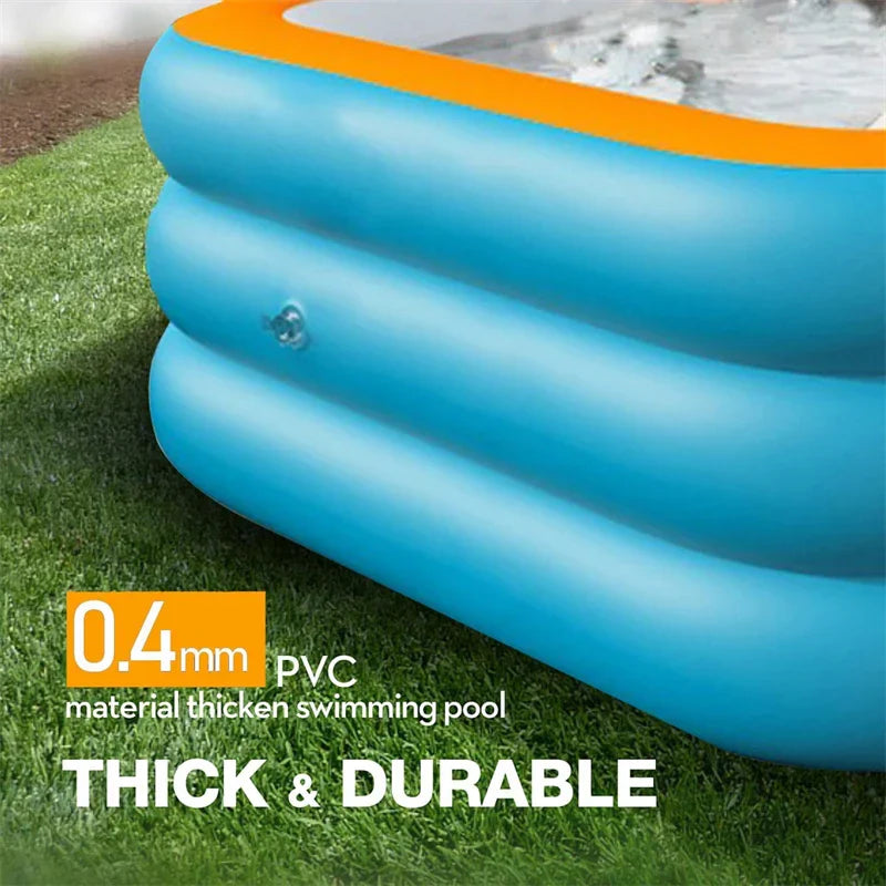 Aufblasbarer Pool – Rechteckiges Familienbecken mit 0,4 mm PVC & Ablaufventil Bolendo