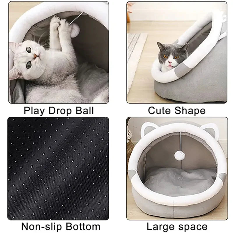 Caseta plegable para gatos – Cama tipo tienda cómoda para gato o perro pequeño