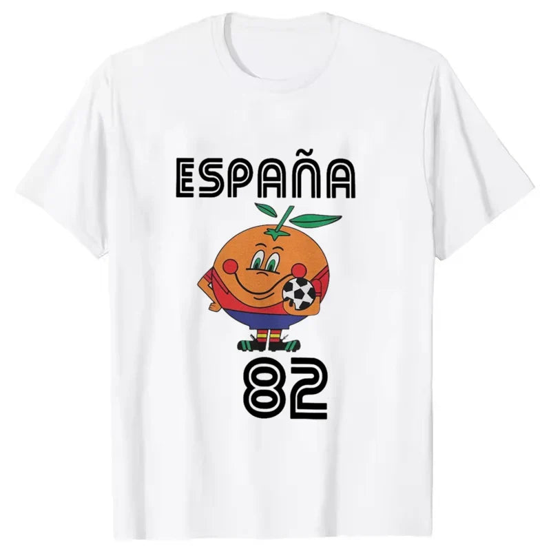 Naranjito T Shirt Men Women's T-Shirt Crewneck Espana 82 Spain Mascot 1982 Soccer Football Tee Shirt Clothing Plus Size VestraGear