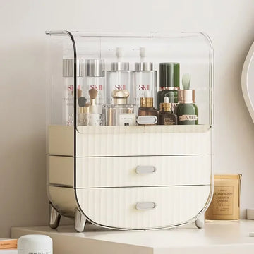 Organizador de cosméticos tipo Lade – Caja de almacenamiento transparente y libre de polvo