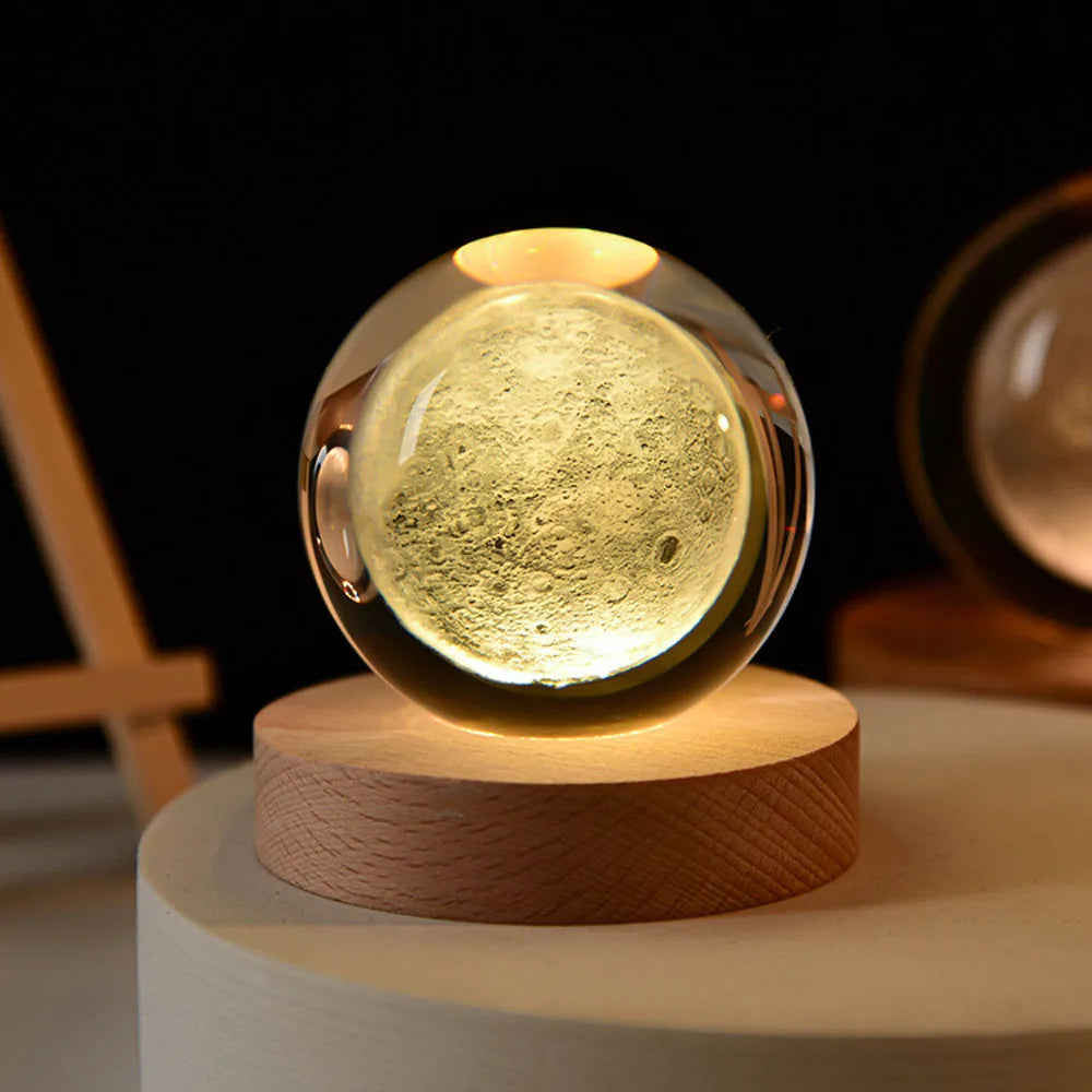 CrystalNova – Bola de cristal sistema solar gravado 3D – Decoración para o fogar agasallo