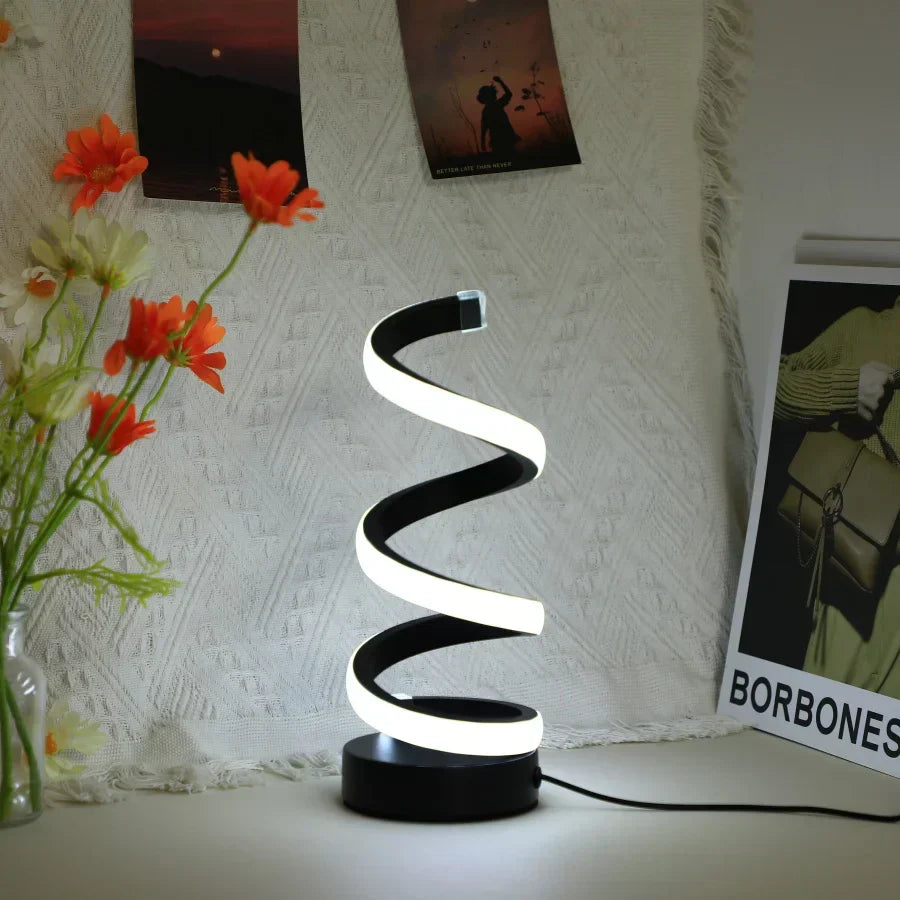 FlexiGlow moderna lámpada de escritorio en forma de S - iluminación elegante para oficina