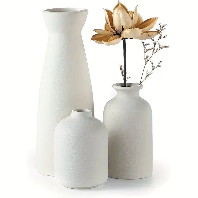 Aardstijl Keramische Vaas Set van 3 voor Moderne Boho Interieurs Vestragear