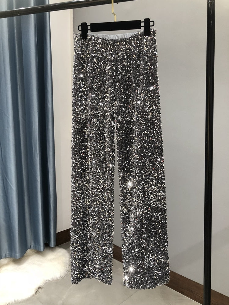 Tanya Broek | Losse Glitter Broek voor Glamoureuze en Comfortabele Looks
