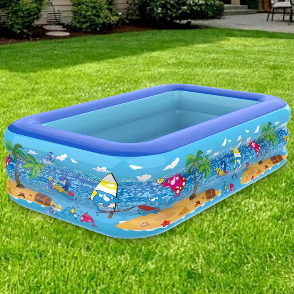 Aufblasbarer Kinderpool – Rechteckiges Planschbecken mit Cartoon-Design & PVC-Wänden Bolendo
