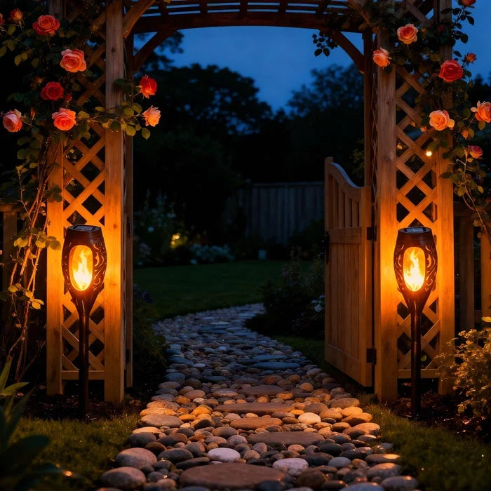Vlamlamp voor de tuin – solar licht dat flakkert als vuur en zelf aangaat