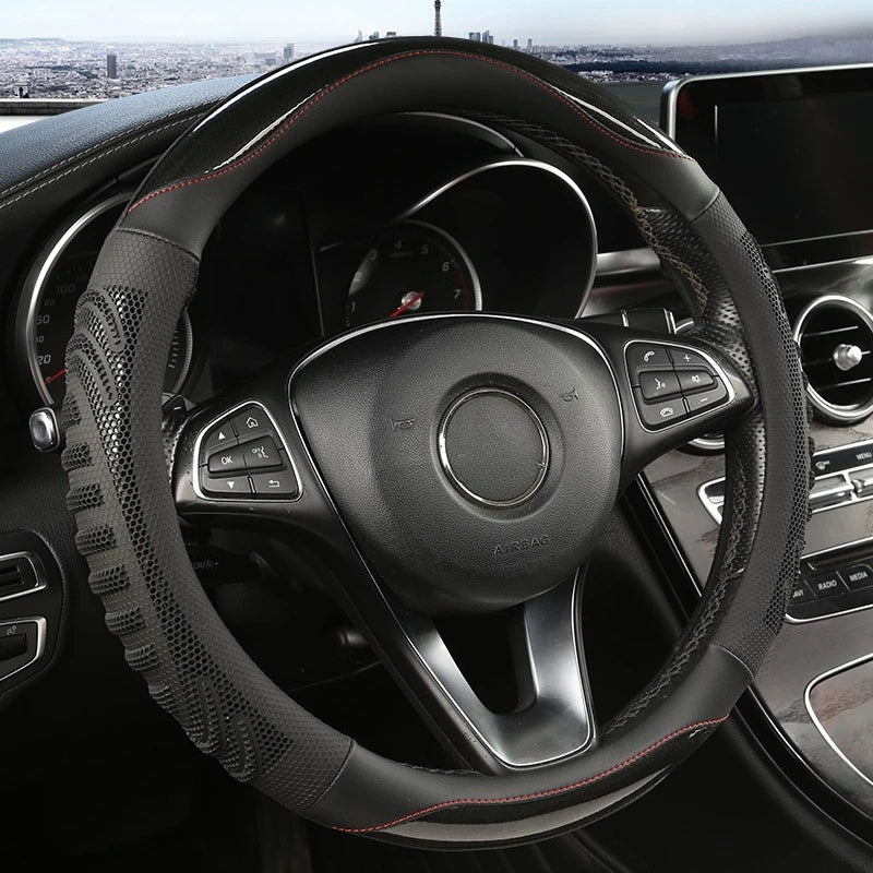 ROADGRIP – Premium steering wheel cover made of honeycomb leather, non-slip & ergonomic Vestragear