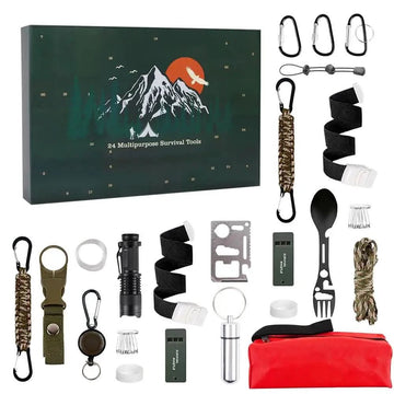 Outdoor Adventskalender – 24-teiliges Survival-Set mit kompaktem Zubehör Bolendo