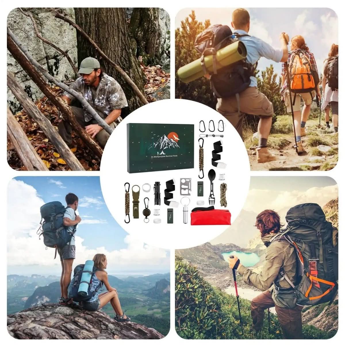 Outdoor Adventskalender – 24-teiliges Survival-Set mit kompaktem Zubehör Bolendo
