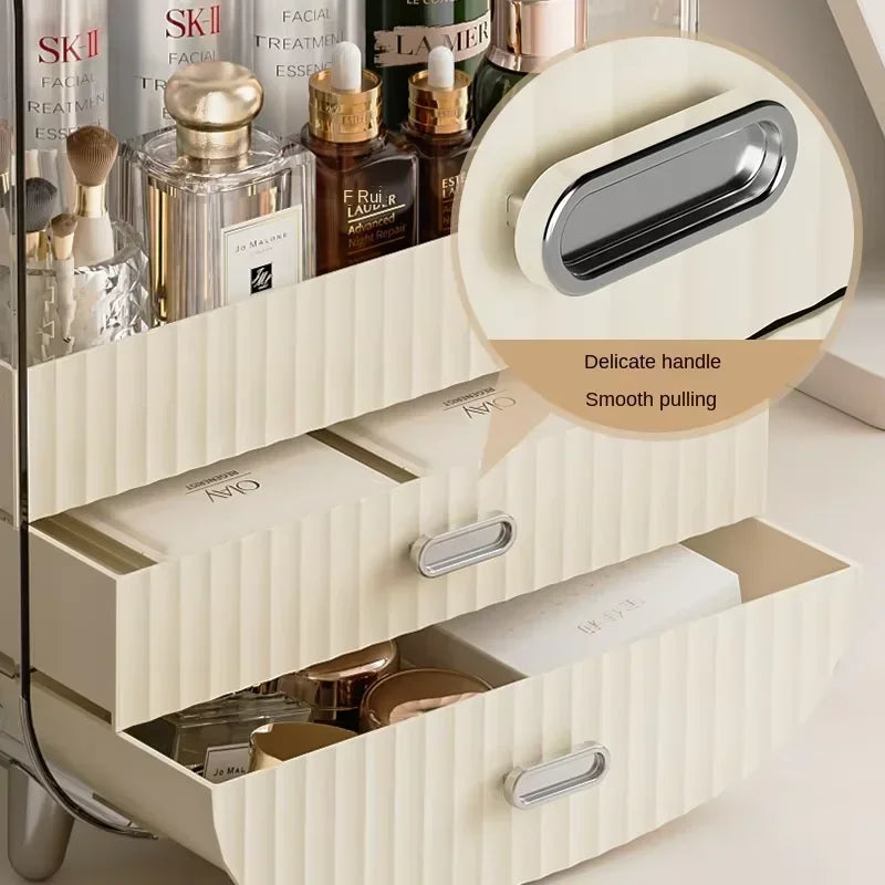 Organizador de cosméticos tipo Lade – Caja de almacenamiento transparente y libre de polvo