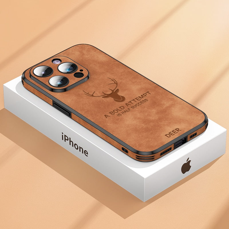 Deer – funda para iPhone de coiro auténtico e resistente a golpes – deseño elegante e delgado