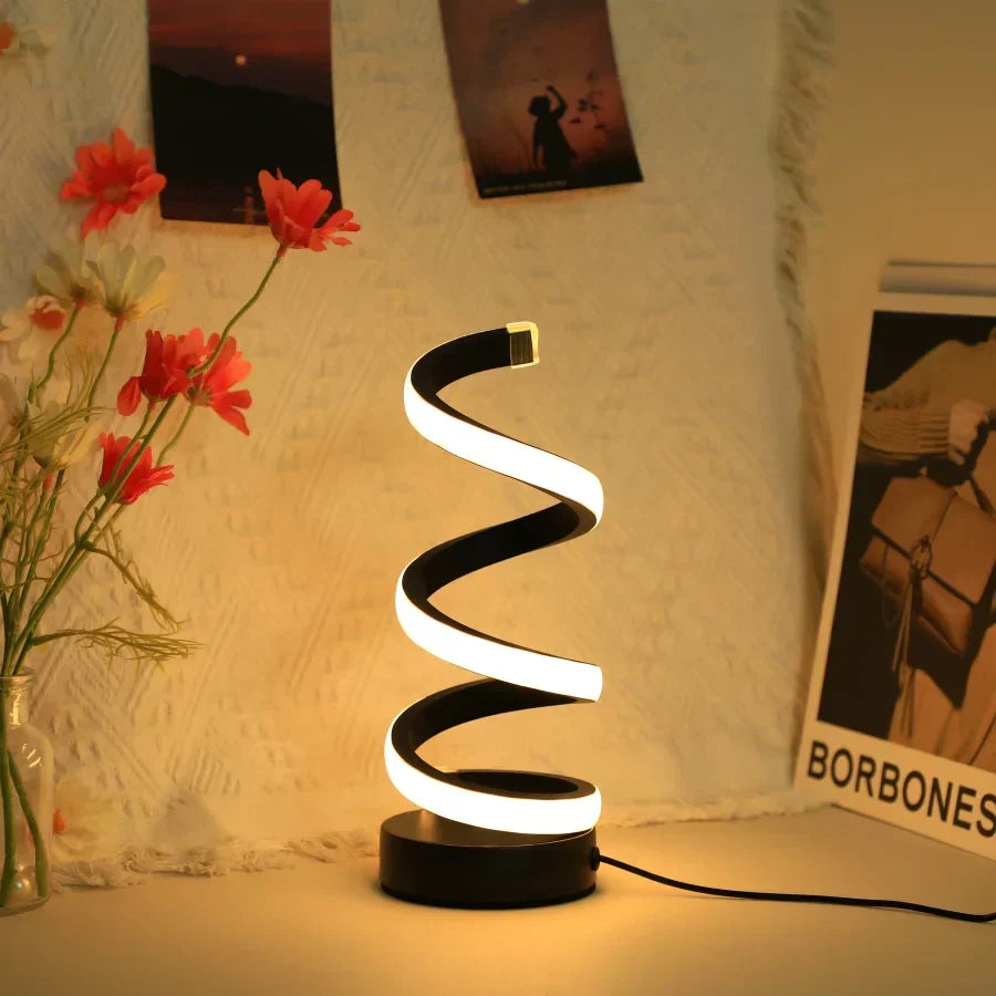 FlexiGlow moderna lámpada de escritorio en forma de S - iluminación elegante para oficina