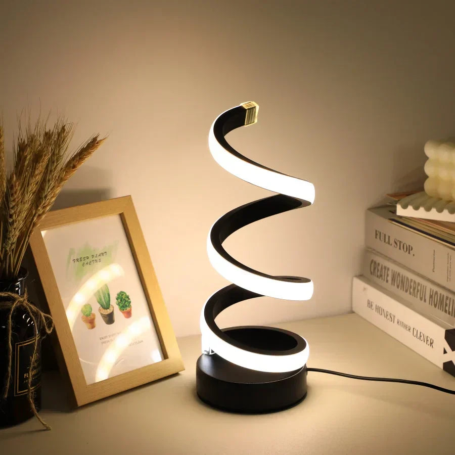 FlexiGlow moderna lámpada de escritorio en forma de S - iluminación elegante para oficina