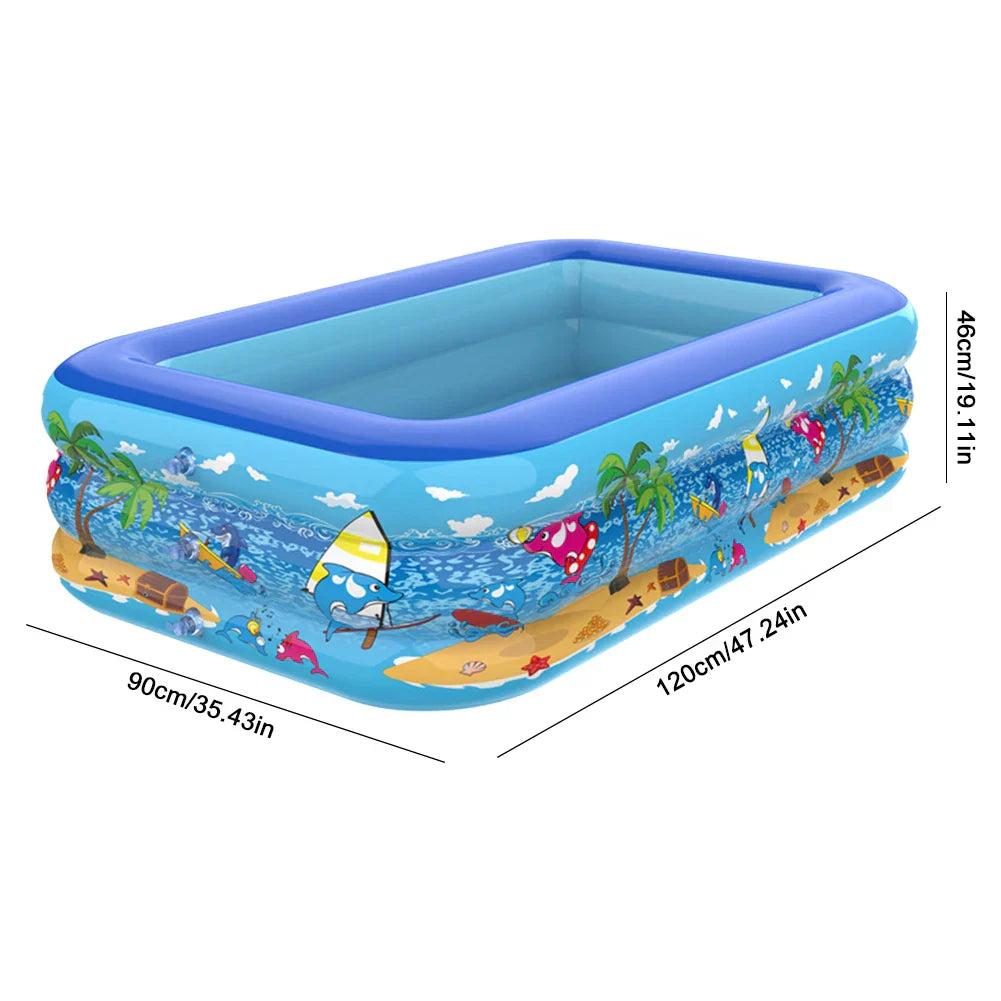 Aufblasbarer Kinderpool – Rechteckiges Planschbecken mit Cartoon-Design & PVC-Wänden Bolendo