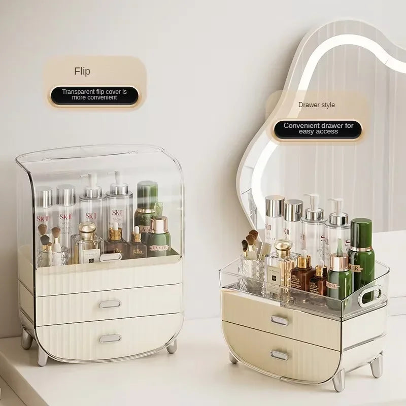 Organizador de cosméticos tipo Lade – Caja de almacenamiento transparente y libre de polvo