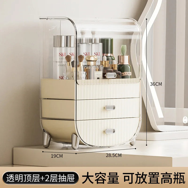 Organizador de cosméticos tipo Lade – Caja de almacenamiento transparente y libre de polvo