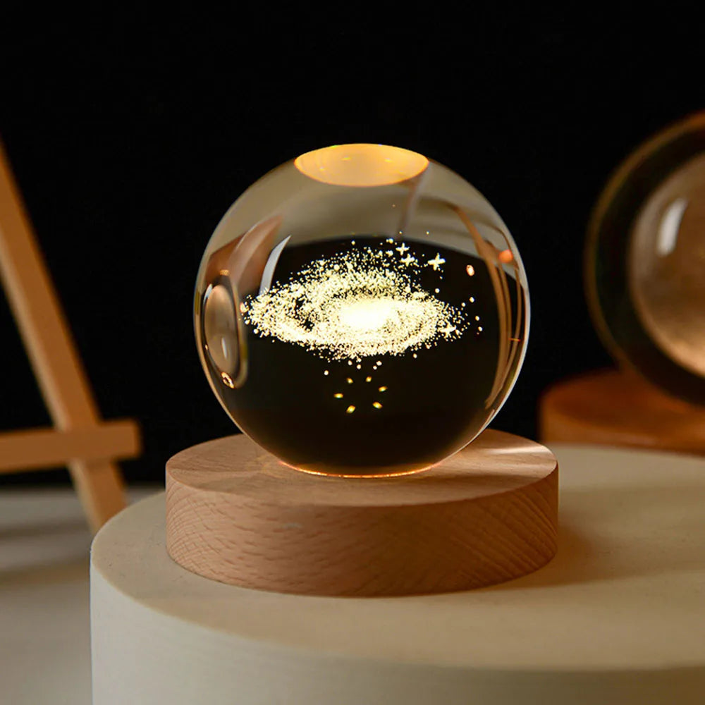 CrystalNova – Bola de cristal sistema solar gravado 3D – Decoración para o fogar agasallo