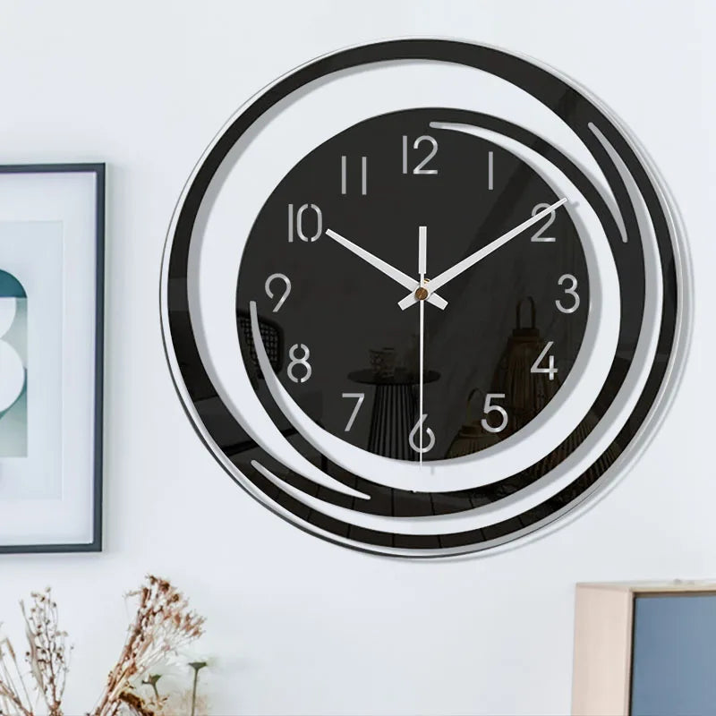 ScandiTime – Schwarze Acryl Wanduhr Leise – Modernes Skandinavisches Design