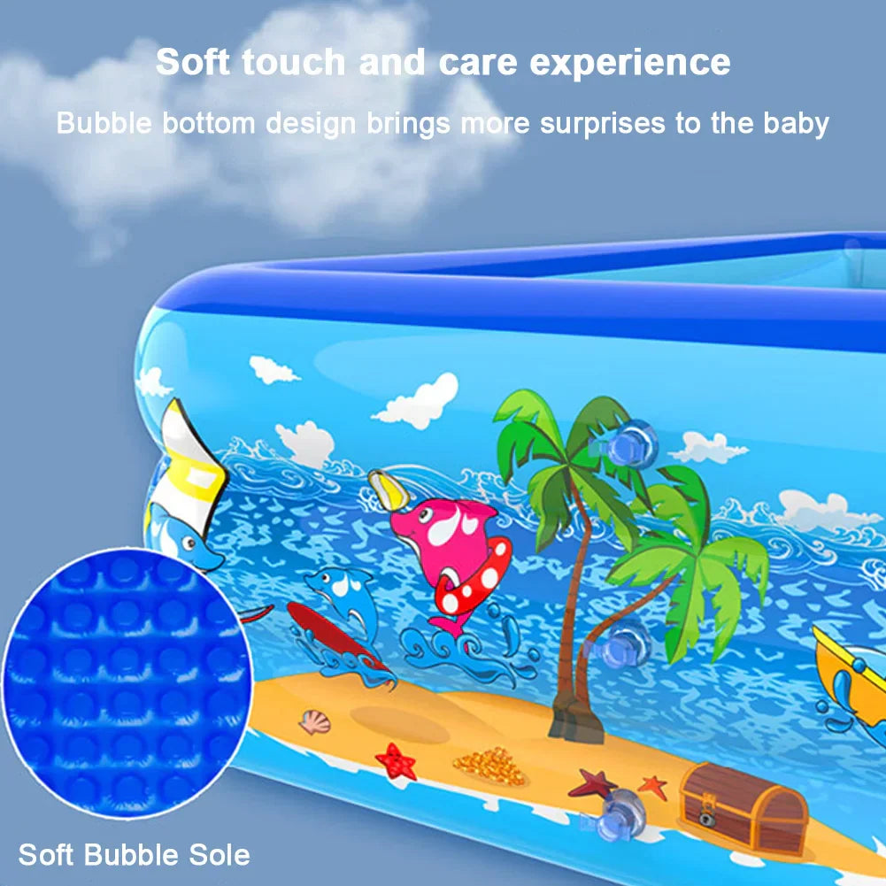 Aufblasbarer Kinderpool – Rechteckiges Planschbecken mit Cartoon-Design & PVC-Wänden Bolendo
