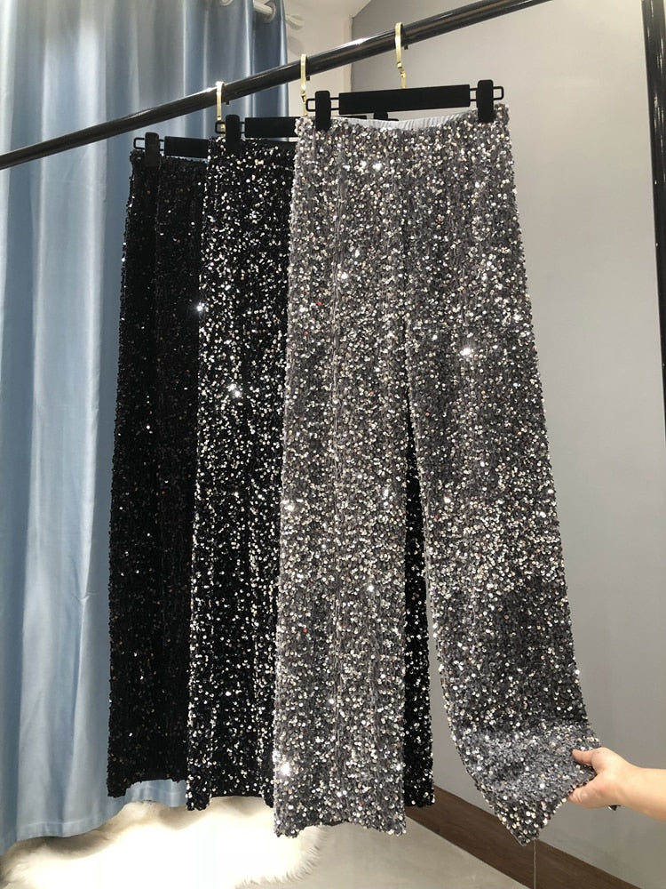Tanya Broek | Losse Glitter Broek voor Glamoureuze en Comfortabele Looks
